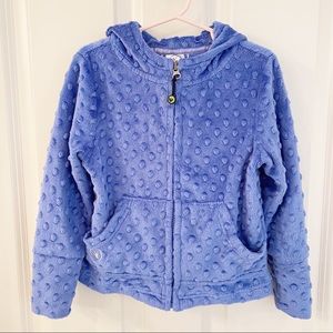 LIMEAPPLE MINKY BUBBLE HOODIE.  PERIWINKLE SIZE 4.